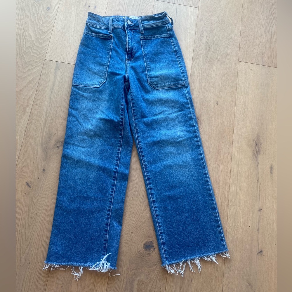 Just Black Women's Blue Wide Leg Frayed Jeans